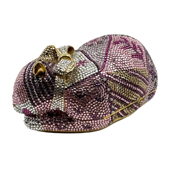 Judith Leiber Multi Color Resting Angel Cat Swarovski Minaudiere Clutch - Picture 4 of 14